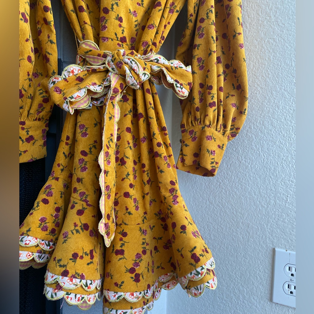 Fun Deep Yellow With Flower Pattern Dress